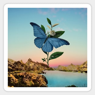 Butterfly Lake - Surreal/Collage Art Magnet